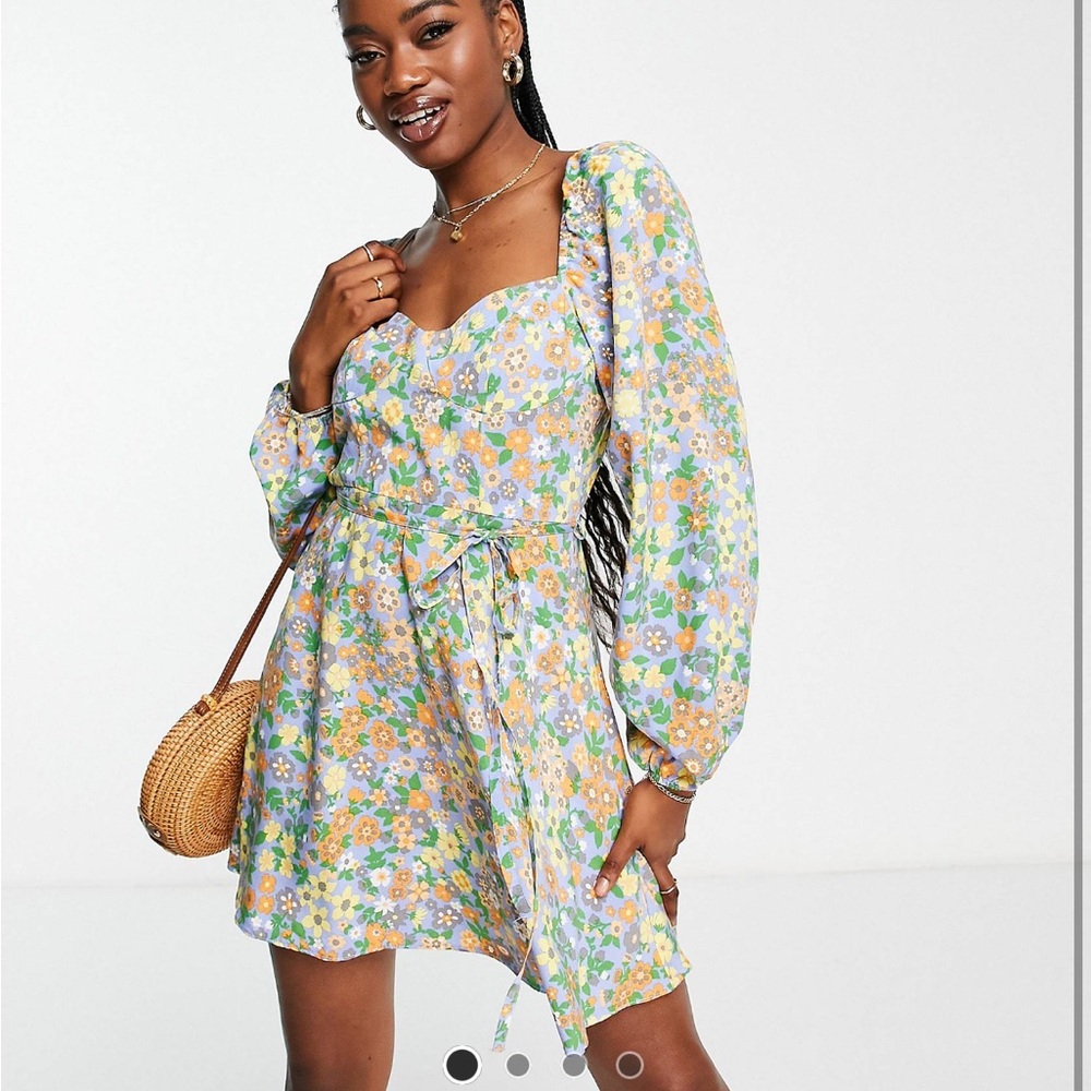 Milkmaid corset detail floral mini sundress